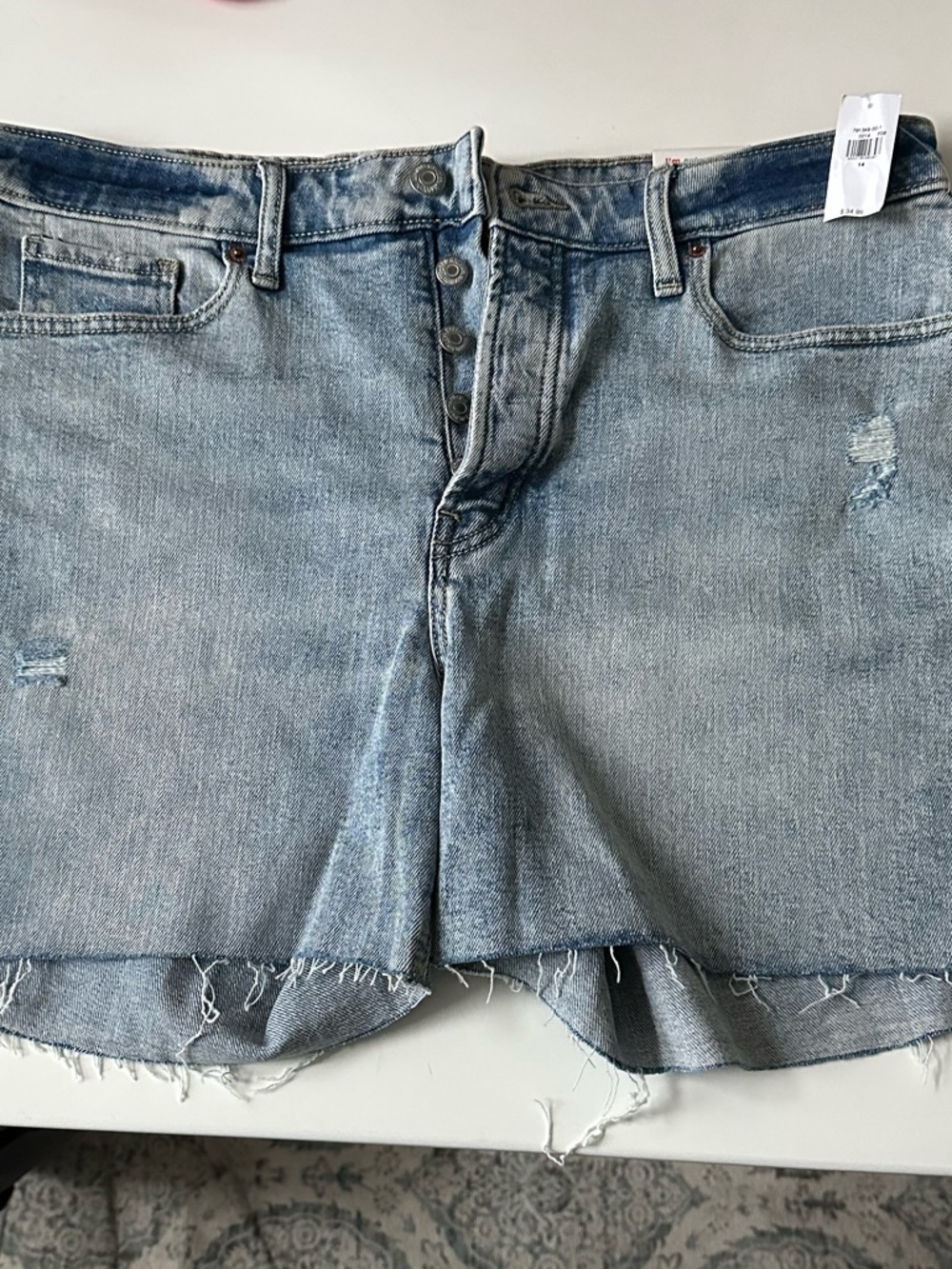 o.g. straight 5in inseam high rise shorts light distressed shorts